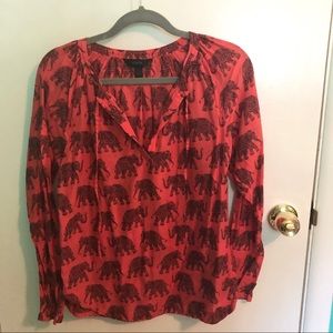 J Crew Women’s Elephant V Neck Shirt + Drawstrings